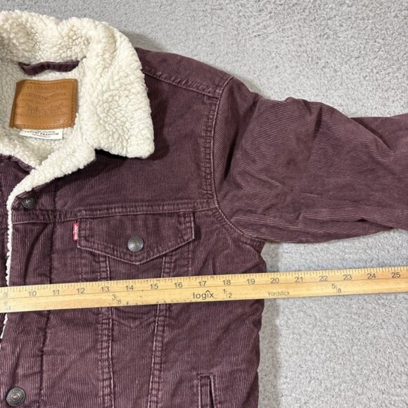 Levi's Premium Men's Sz XS Purple Corduroy Sherpa Trucker Jacket - Picture 5 of 6